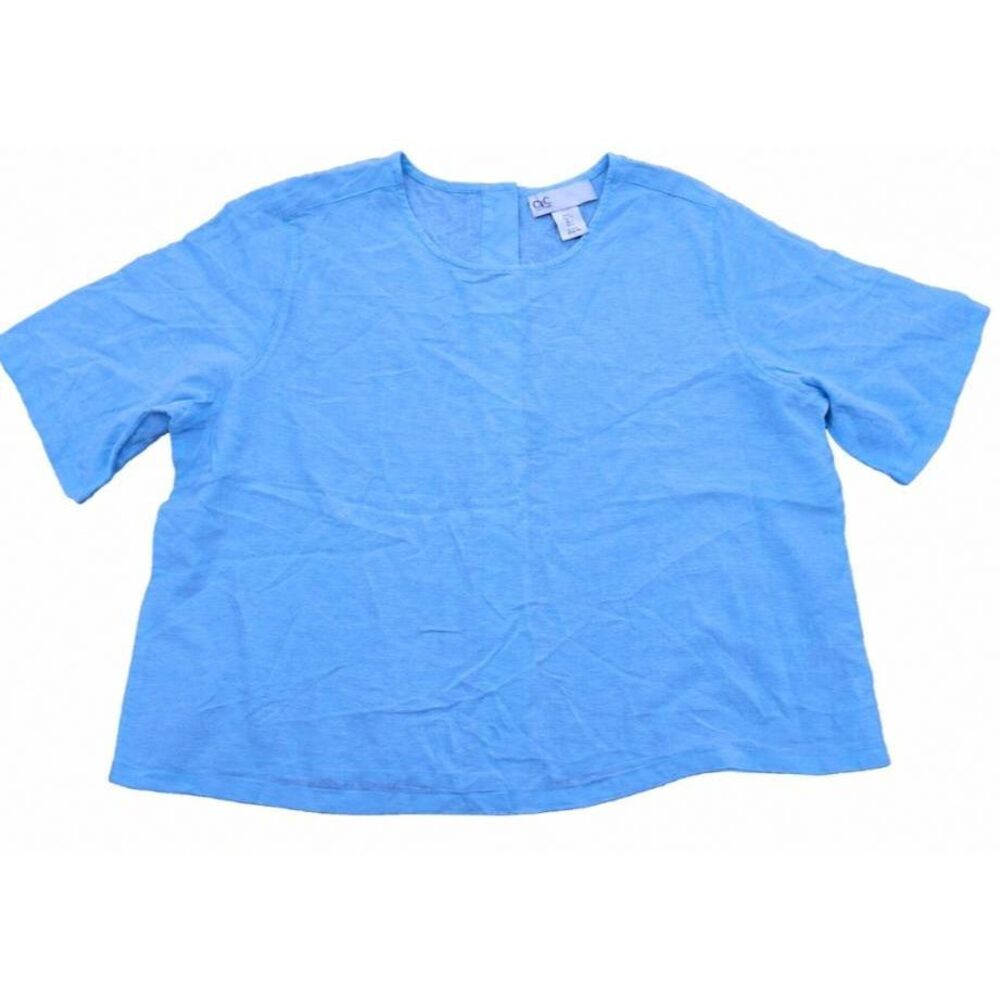 C&c California womens large boxy shirt linen blue blouse